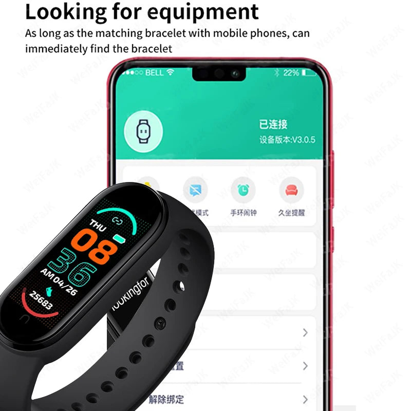 M6 Fitness Smartwatch – Heart Rate & Blood Pressure Monitor, Waterproof