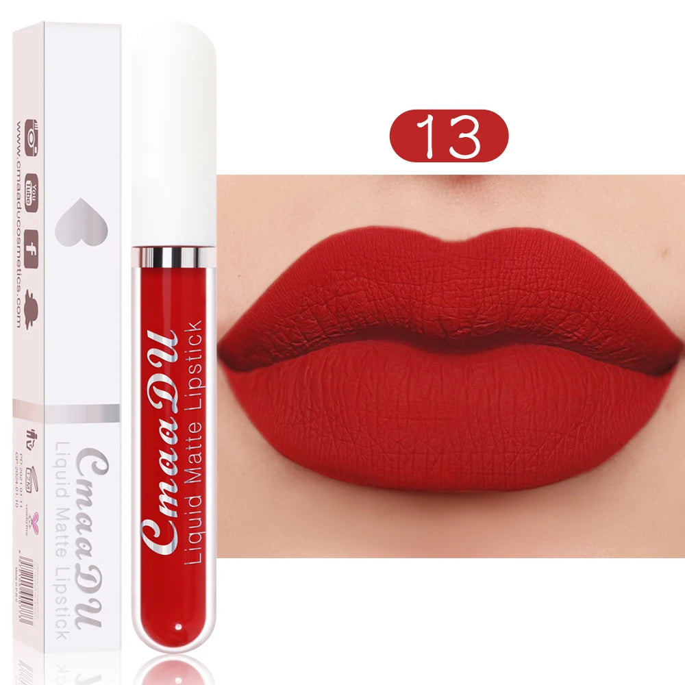 💋 CmaaDu Matte Lip Gloss Liquid Lipstick – Long-Lasting, Waterproof Red Tones