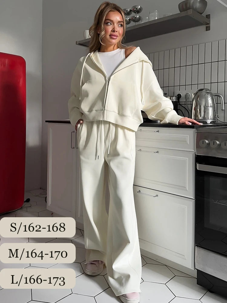 🍂 Autumn Women’s Tracksuit with Zipper & Hood – Casual Two-Piece Set