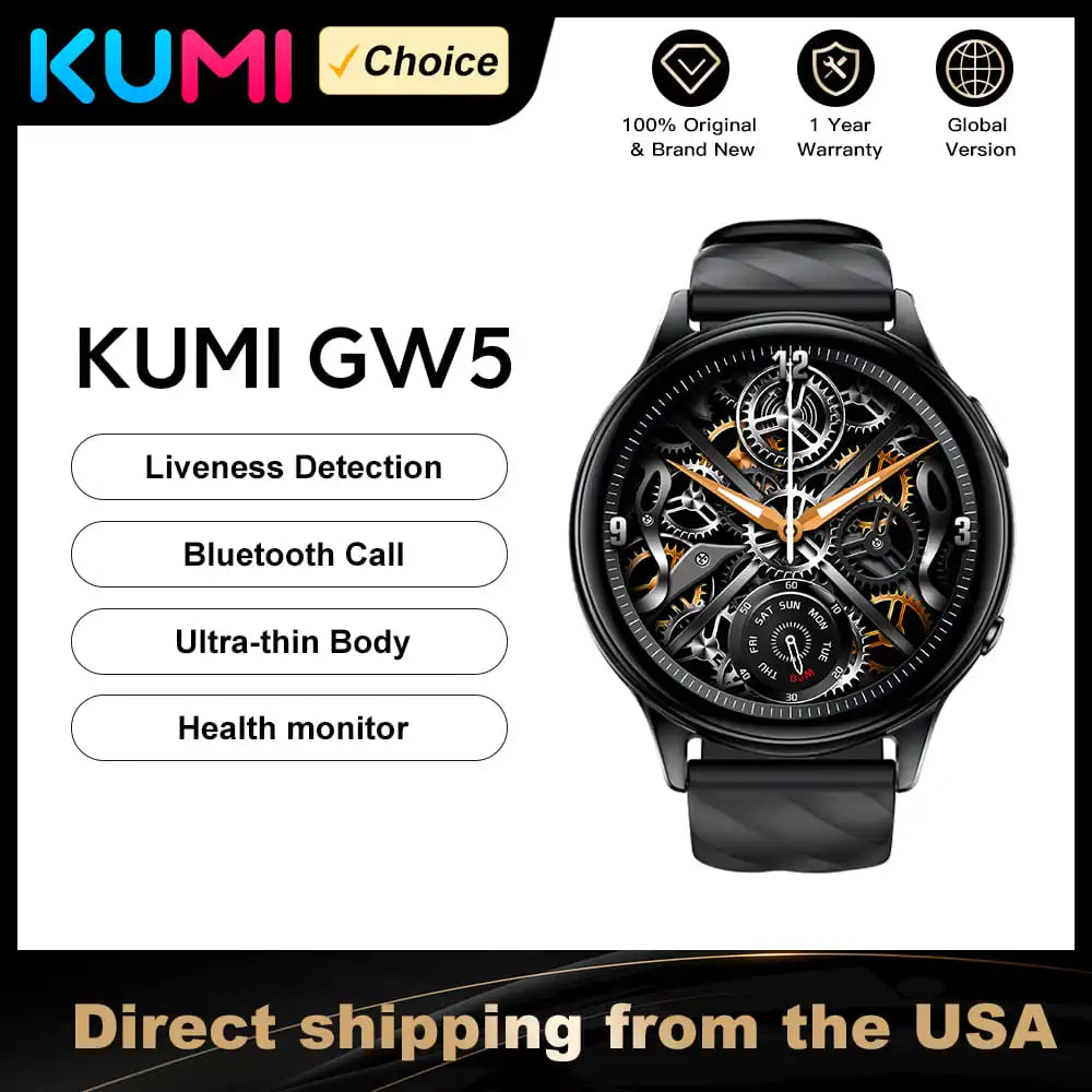 KUMI GW5 1.39" Smartwatch – IP68 Waterproof & Bluetooth Call