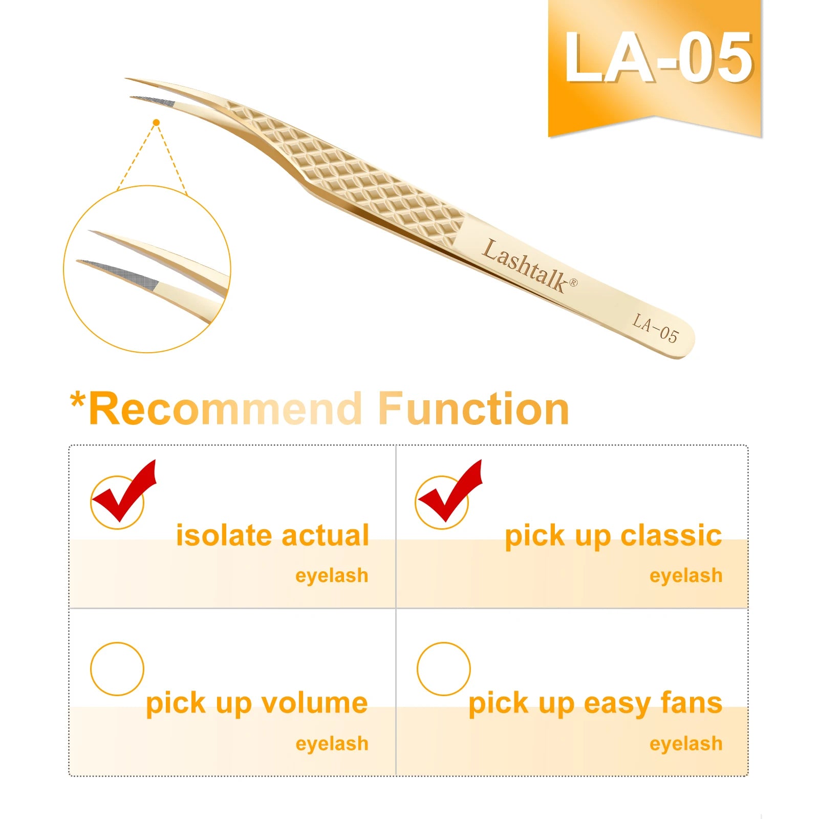 Lashtalk Precision Fiber Tip Tweezer – Diamond Grip, Flawless Lash Control