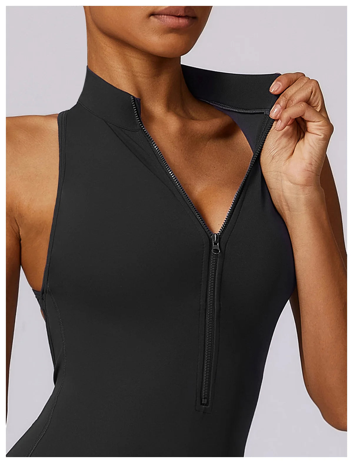 🔥 Women’s V-Back One-Piece Sports Jumpsuit – Backless Workout Bodysuit