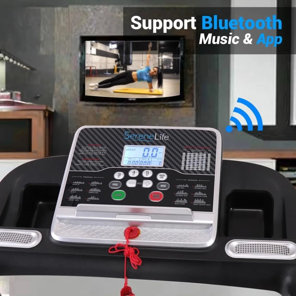 Electric Folding Smart Treadmill with Manual Incline Adjustment