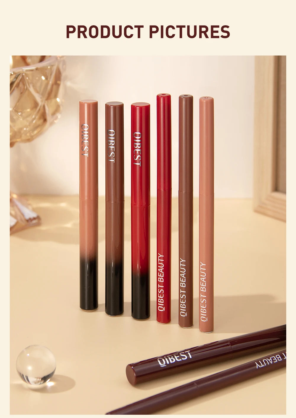 :  💋 QIBEST 2pcs Lipstick & Lipliner Pen Set – Matte Nude Waterproof Duo