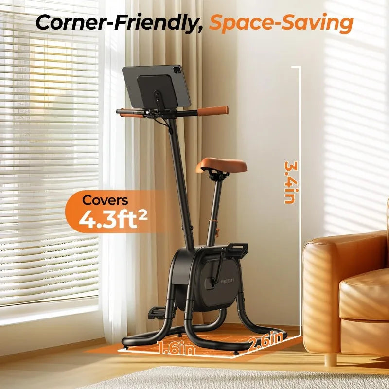 FEIERDUN Smart Upright Exercise Bike with Bluetooth & App