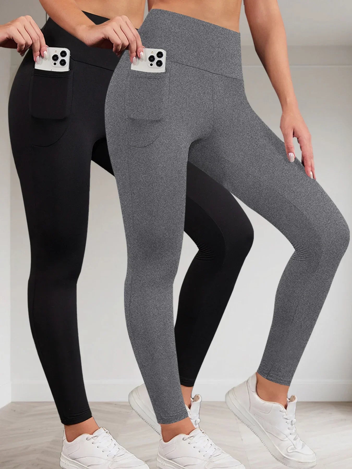 🖤 2-Pack Super Soft High Waisted Sports Leggings with Pockets