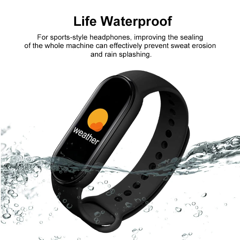M6 Fitness Smartwatch – Heart Rate & Blood Pressure Monitor, Waterproof