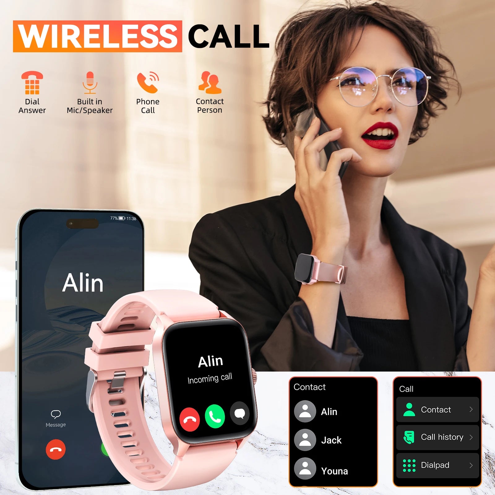 LaNikar QS56 Smartwatch – 1.83" TFT Bluetooth Call & Health Monitor