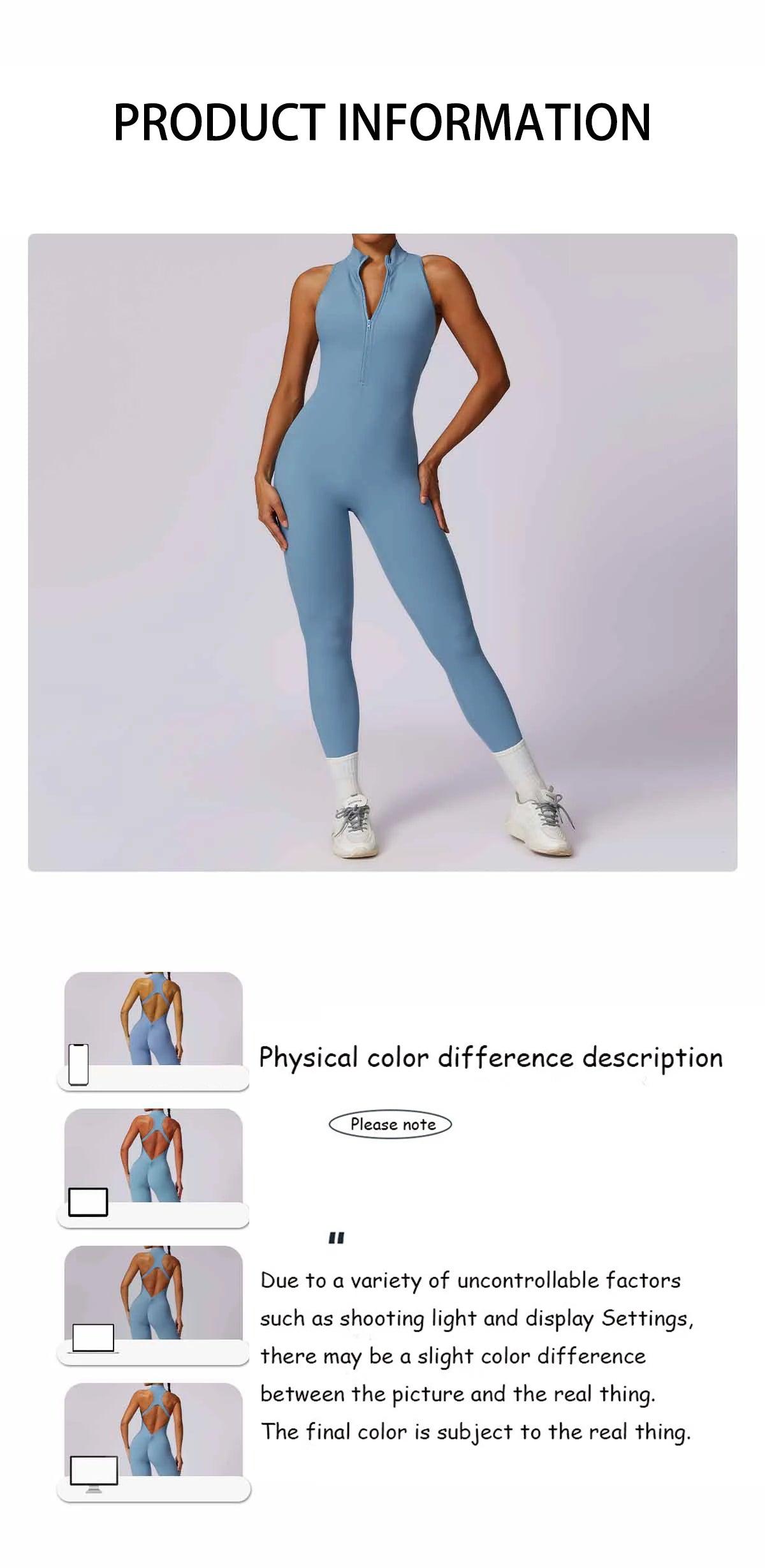 🔥 Women’s V-Back One-Piece Sports Jumpsuit – Backless Workout Bodysuit