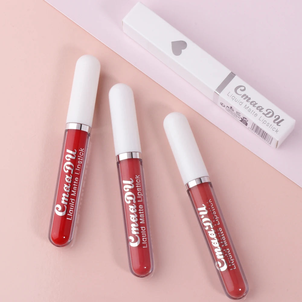 💋 CmaaDu Matte Lip Gloss Liquid Lipstick – Long-Lasting, Waterproof Red Tones