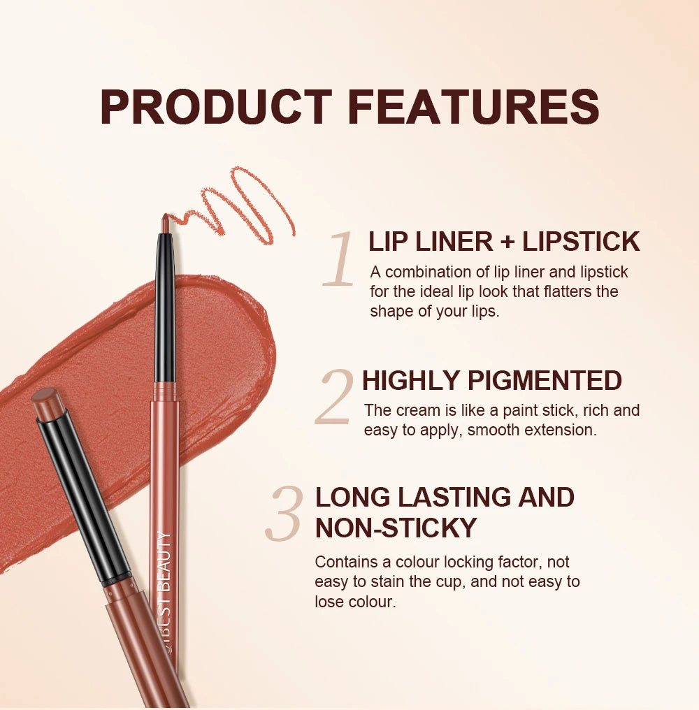 :  💋 QIBEST 2pcs Lipstick & Lipliner Pen Set – Matte Nude Waterproof Duo